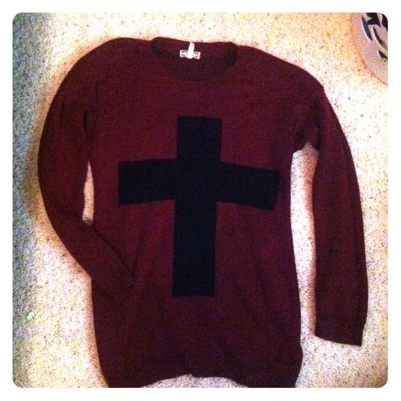 Pacsun oversized maroon cross sweater
