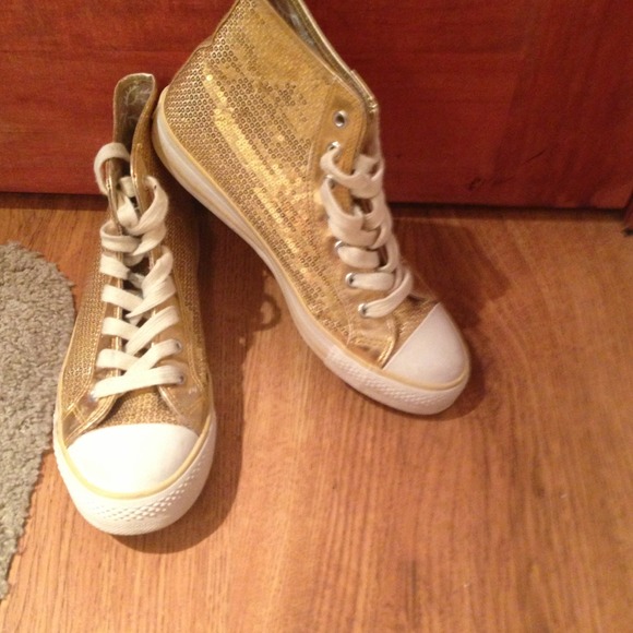 Sparkly gold high top convers
