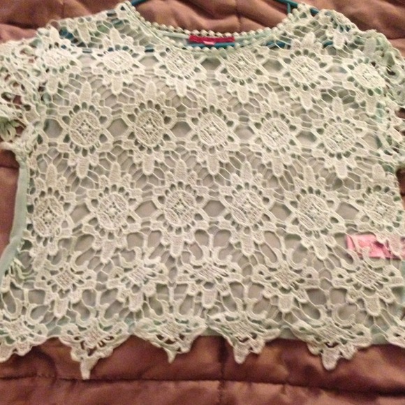 Crotchet top aqua blue