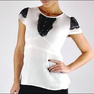 White top with black lace accents!
