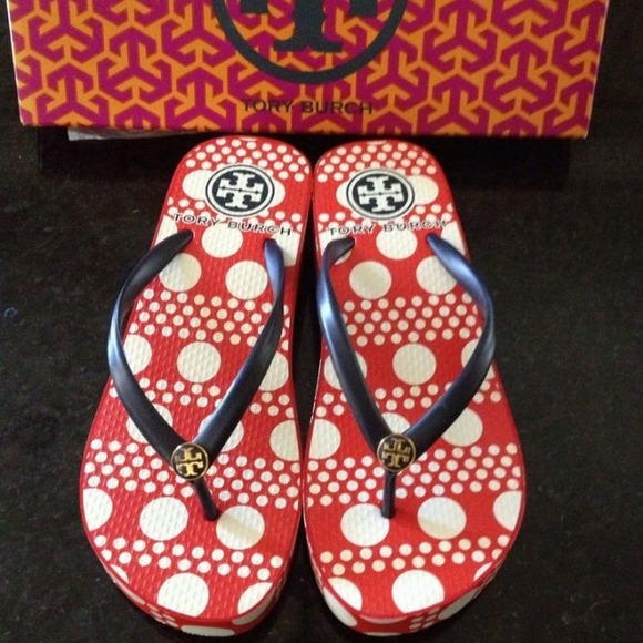 SOLDAUTHENTIC Tory Burch Normandy Wedge Flip Flops
