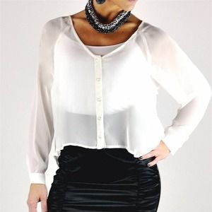 Lucy love white sheer lace top