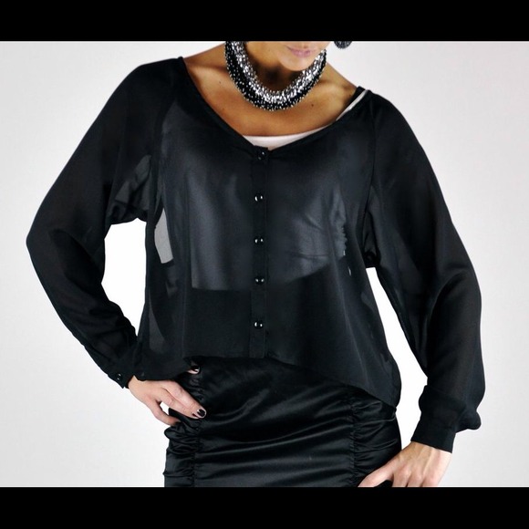 Lucy love black sheer lace top