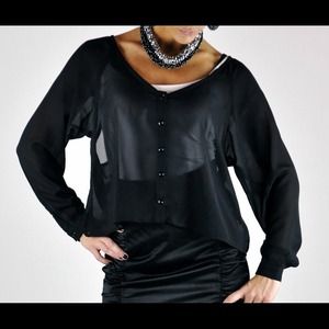 Lucy love black sheer lace top