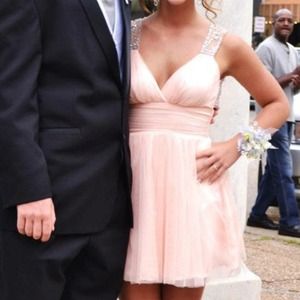 Peach open back dress