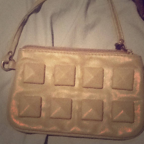 Grey faux-leather clutch/wallet with cute studs - Picture 1 of 2