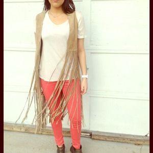 Festival Tan Suede Fringe Leather Vest