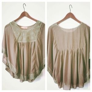 Brown Loose Top With Gorgeous Flower Detail
