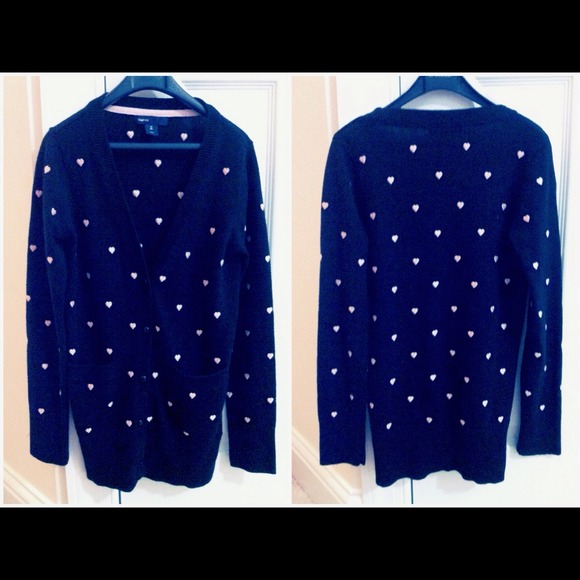 cardigan with pink hearts