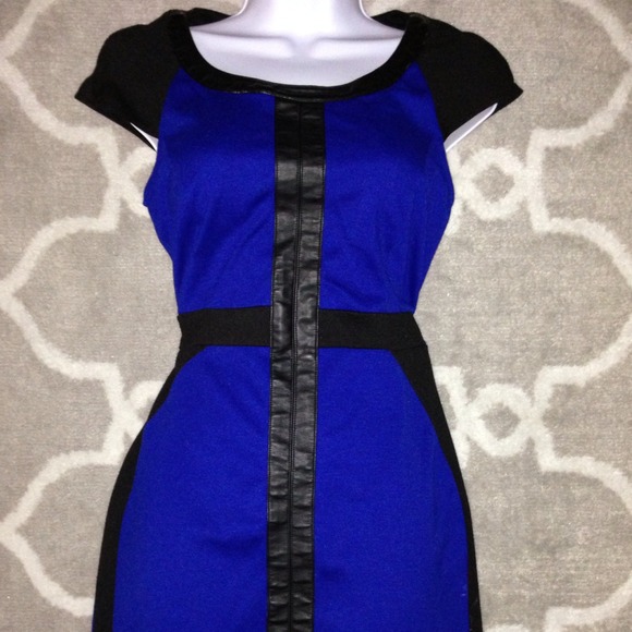 Reserved Black and Blue Color Block Dress
