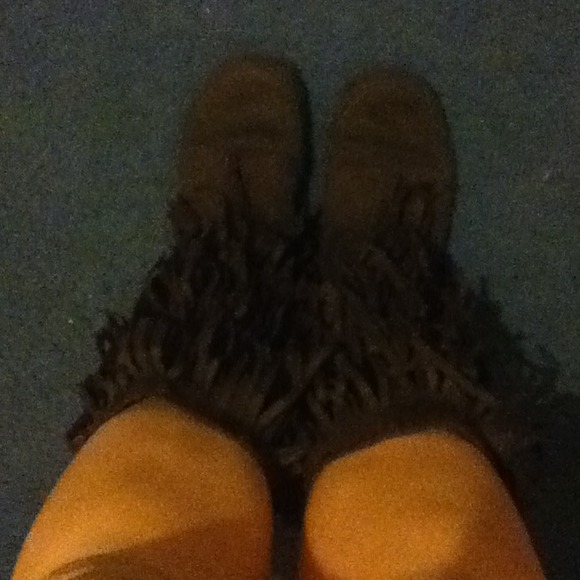 Brown fringe boots