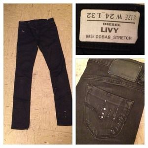 diesel black skinny jeans size 24