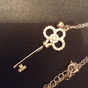 Diamond key necklace sterling silver