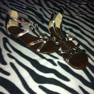 Silver gladiator sandals