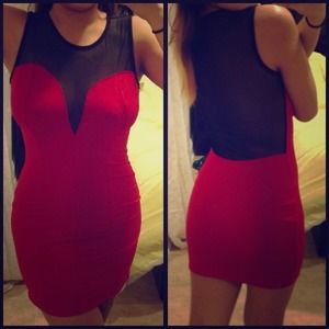 🔺🔻 Little Red Dress + Mesh see through back ❤🙈