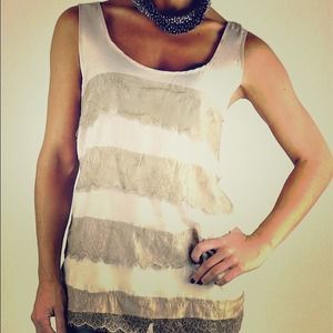 Cream and gold lace top