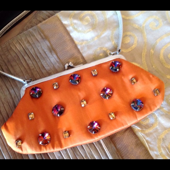 Orange Satin CHRISTIANA Rhinestone Bag