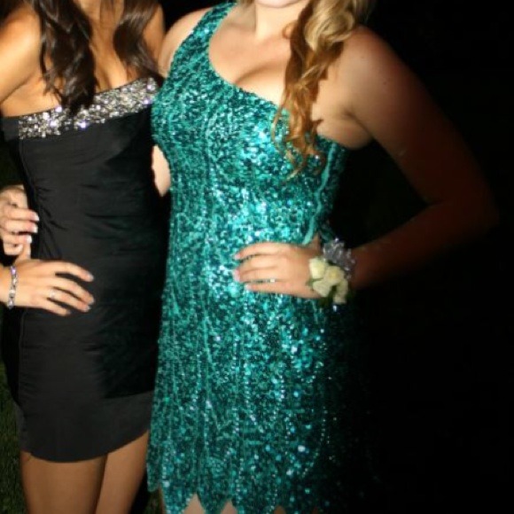 Scala Short Beaded Formal Dress in Teal