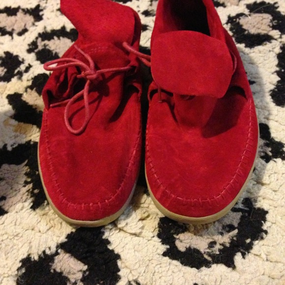 Red moccasin vans