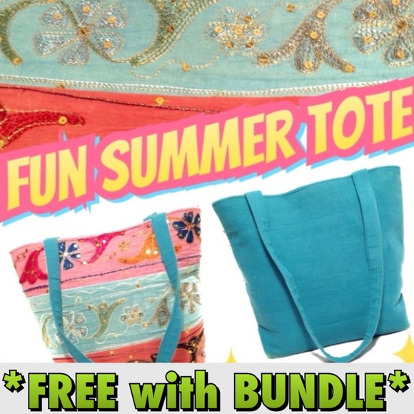 💛Turquoise and Pink Sequins Tote