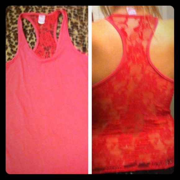 Cute racerback lace shirt.