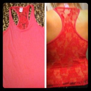 Cute racerback lace shirt.