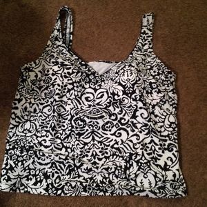 Black & White Print Plus Size Swim Top