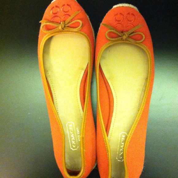 Coach espadrille flats. Orange canvas. Brand new!