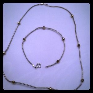 Silver & Gold Necklace and Bracelet Set