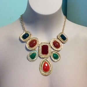 Fashion Golden colorful drop oval beads Necklace