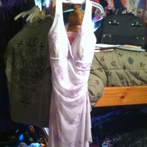 White Dress with Purple Flowers