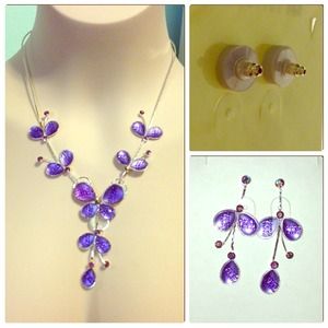 Purple Necklace & Earring Matching Set