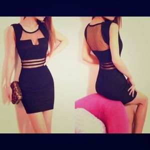 SOLD!!!! Black Club Wear Cocktail Party Dress Slim