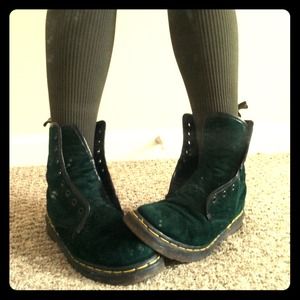 Vintage Doc Martens in green velvet
