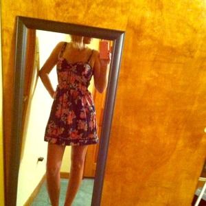 navy dress with pink flower print. a&f