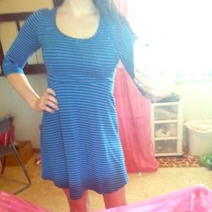 Two tone Blue. Stripped Sun Dress