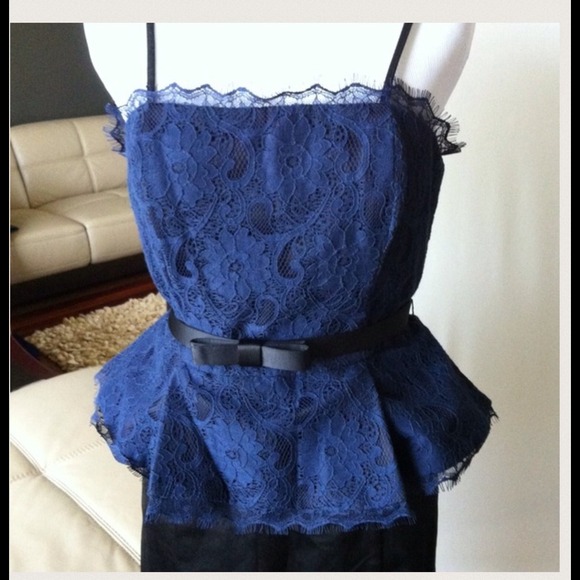 Kate Young Peplum Blue Lace Cocktail Dress - Picture 3 of 4