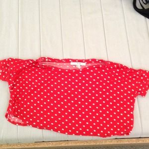 Red polka dot crop top