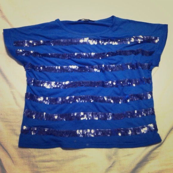 Cobalt Blue Sequined Party Top