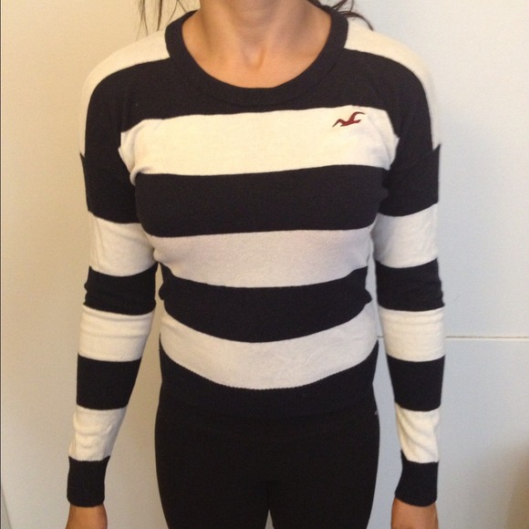 Navy blue and white striped sweater