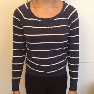 Navy blue and white striped sweater
