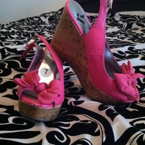 Report pink now sling back wedges