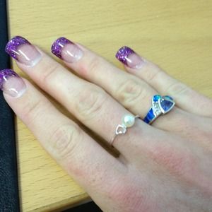 Pearl sterling silver ring size 8.