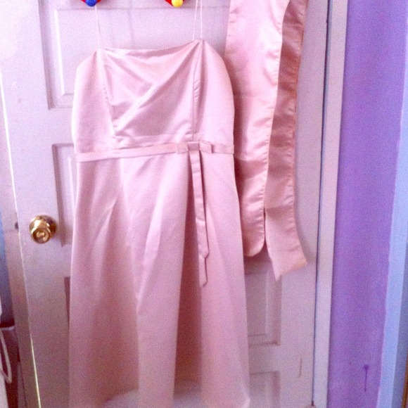 Rebecca champagne gold party dress with shawl