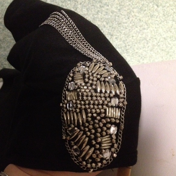 ❗Sale❗Black Dress with Jeweled Shoulder Accent - Picture 2 of 3