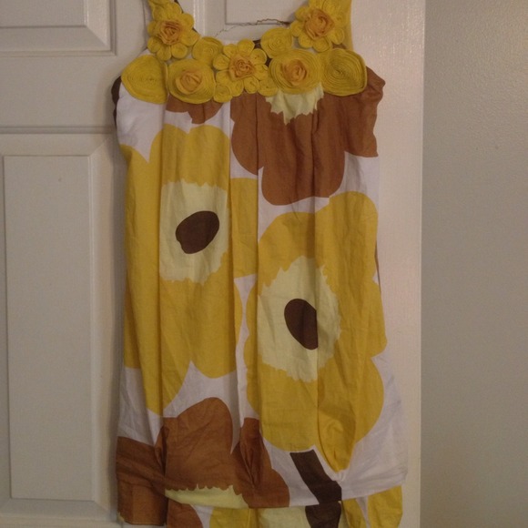 Sold***Yellow and Brown Tunic Dress/Shirt