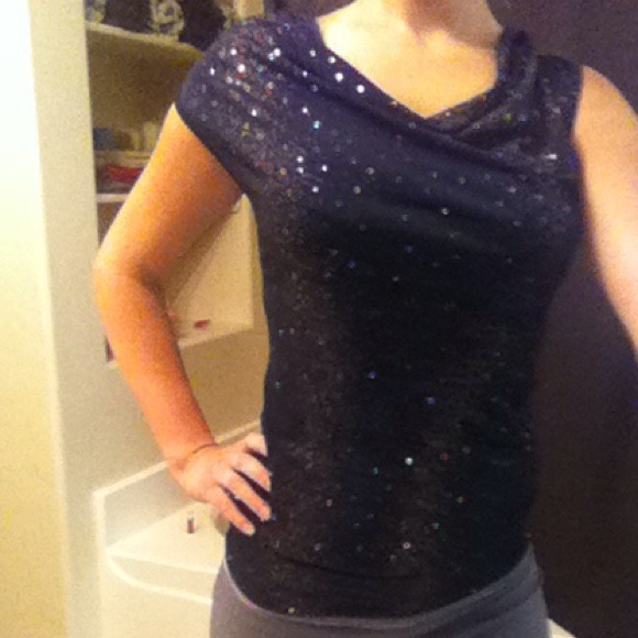 Glittery Black top and guess charm