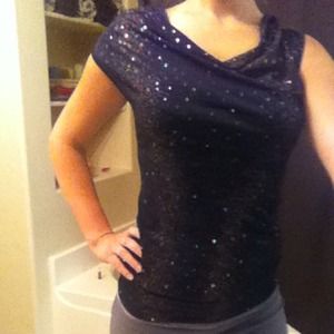 Glittery Black top and guess charm