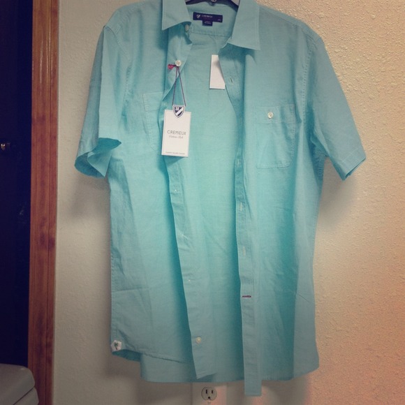 Aqua Button Shirt for Men - Picture 1 of 2