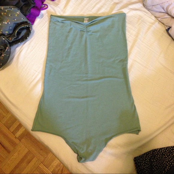 American Apparel ruched front bodysuit green MED